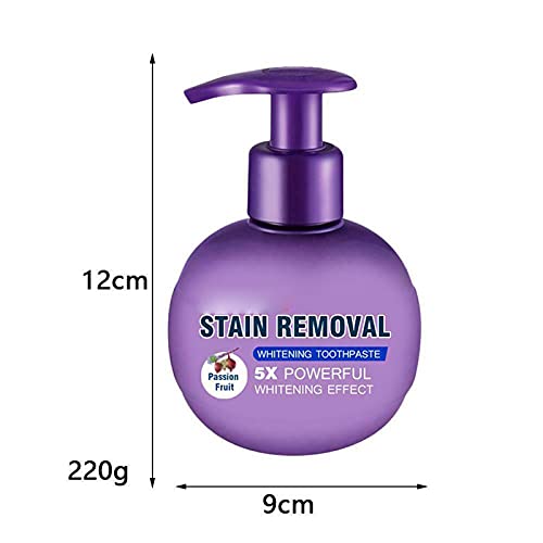 Baking Soda Whitening Toothpaste, Passion Fruit/Blueberry Natural Stain Removal Whitening Toothpaste, Strong Cleaning Power Natural Stain Remover Fluoride-Free Toothpaste (Purple) #TOP5