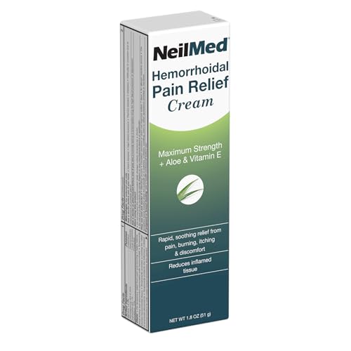NeilMed Hemorrhoidal Pain Relief Cream with Aloe & Vitamin E, Hemorrhoid Treatment, Pain Relief, Relieves Burning, Itching and Discomfort, 1.8 oz.