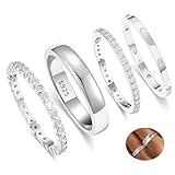 MUCCA 4 Pcs Sterling Silver Ring Set for Women - 925 Sterling Silver Thumb Rings with Cubic Zirconia for Stacking and Exquisite Women's Jewellery Gifts