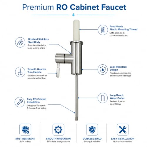 Image of AMPEREUS RO Tap Extender for Water Purifier, Premium Stainless Steel RO Faucet Attachment for Easy Water Flow, Splash-Free Design, Durable Tap Extender for Kitchen Use