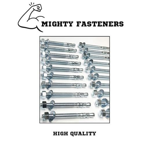 MIGHTY FASTENERS Zinc-Plated Steel Wedge Anchors, 1/2" X 5-1/2" - Heavy-Duty Mounting Bolts for Concrete - 50 Pack