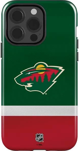 Skinit Impact Phone Case Compatible with iPhone 15 Pro - Officially Licensed NHL Minnesota Wild Black Background Design