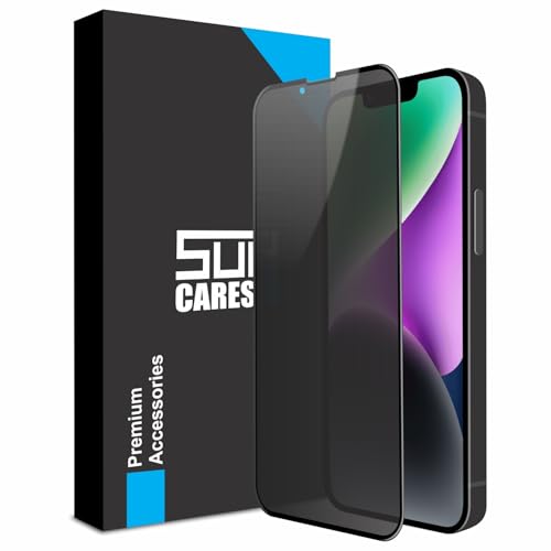 Image of SupCares Privacy Tempered Glass for iPhone 13 Pro Max and iPhone 14 Plus (6.7 Inch) With Installation Kit | Military-Grade Gorilla Screen Protector | Edge to Edge Coverage | Black
