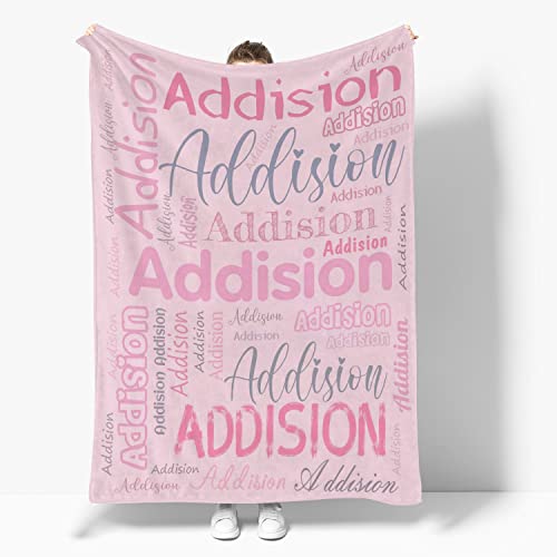 iBedding Custom Baby Blanket with Name Pink Personalized Baby Blankets for Boys and Girls Soft and Cozy Blanket for Newborns and Infants Create Your Own Unique Gift
