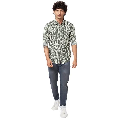 Image of Spykar Men's Regular Fit N /A Full Sleeve Printed Casual Shirts