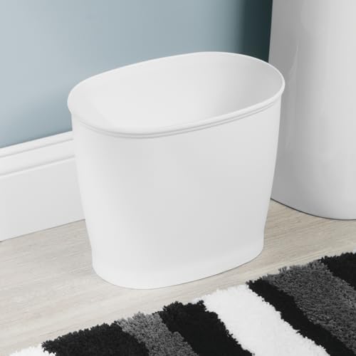 Image of iDesign Slim Plastic Bathroom Trash Can, Small Garbage Bin for Bedroom, Office, Desk, Dorm, 2-Pack, White