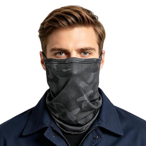 Jvjggag Sun Masque - Polaina de cuello transpirable con sensación de enfriamiento | Máscara facial | para senderismo, escalada, viajes, deportes al aire libre, hombres y ciclismo, gris oscuro, Refer