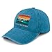 Vintage Stupid Canadian Wolf Bird Hats for Men Fashion Washed Distressed Cyan Blue