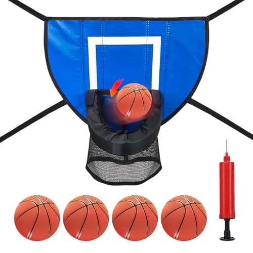 Trampolin Basketballkorb, Basketballständer Mit Ballpumpe, Trampolin Basketball Aufsatz, Trampolinbasketballaufsatz, Board Mini-Basketballkorb Mit 4 Mini Basketbällen Und 1 Pumpe Für Innen Und Draußen