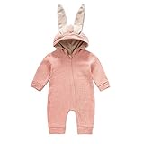 赤ちゃん 着ぐるみ ウサギ ジャンプスーツ スリープウェア カバーオール ロンパース 子供服 新生児 ベビーウェア 長袖 ベビー服 男の子 女の子 ユニセックス rabbit-jumpsuits (ピンク, 90)