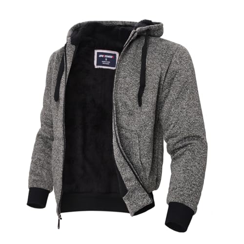 LeeHanTon Sherpa Lined Hoodies for Men Heavyweight Full Zip Up Sweatshirt Thick Fleece Winter Warm Work Jackets Plus Size