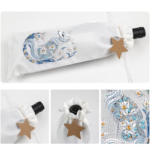 Image of DIY 5D Diamond Painting Gift Wrap, Special Shaped Diamond Art Linen Cover for Champagne Decoration, Christmas Wedding Birthday Party Supplies (Beautiful Fox)