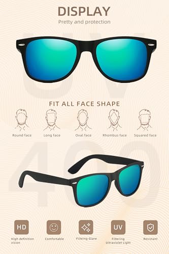 Mens & Womens Sunglasses Polarized,Trendy Classic Black Rectangle Sunglasses for Fishing Travelling Climbing4