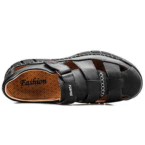 Mens Sport Sandals Leather Adjustable Summer Shoes Beach Outdoor Breathable2