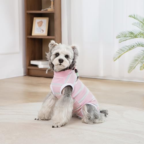 Image of Dog Surgery Recovery Suits, Sleeveless Dog Recovery Suit Male, E-Collar & Cone Alternative Bodysuits After Surgery, Striped Dog Onesie Pajamas, Pet Surgical Vest for Wound Care