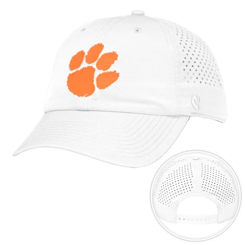 Desert Cactus Clemson University Snapback Baseball Hat, CU Tigers Unstructured BreezePro Performance Hat with Adjustable Silicone Strap (Design BP1-White)