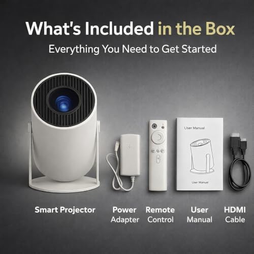 Image of Casaquin P01 LED Projector, [Recommended Use: Home Cinema, & Outdoor Movies], Native 720p HD with Built in Speaker and Rotatable Design, 2000 Lumens, White, Standard Size