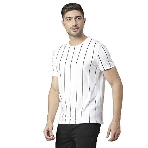 Image of Dennis Lingo Men's Pure Cotton Striped Half Sleeves Casual T-Shirt