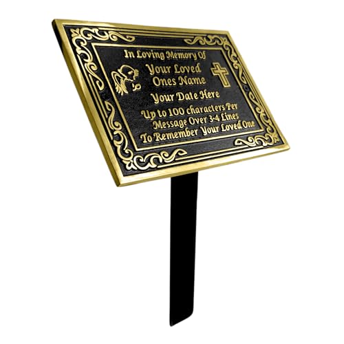 Custom Brass Memorial Plaque With Garden Stake To Commemorate The Memory Of Your Loved One. Hand Made In England