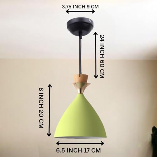 Image of Aluminium Hanging Bell Shade Light, Moss Green, Pack Of 4
