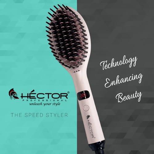 Image of Hector Professional Hair Straightening Brush, The Speed Styler for Smooth Styling with Adjustable Temperature Control, LCD Display