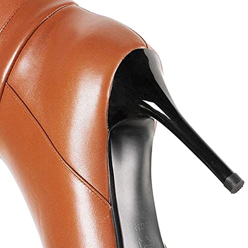 COLETER Women's Knee High Boots Pointy Toe Tall Boots Side-Zip High Heels Dress Boots3