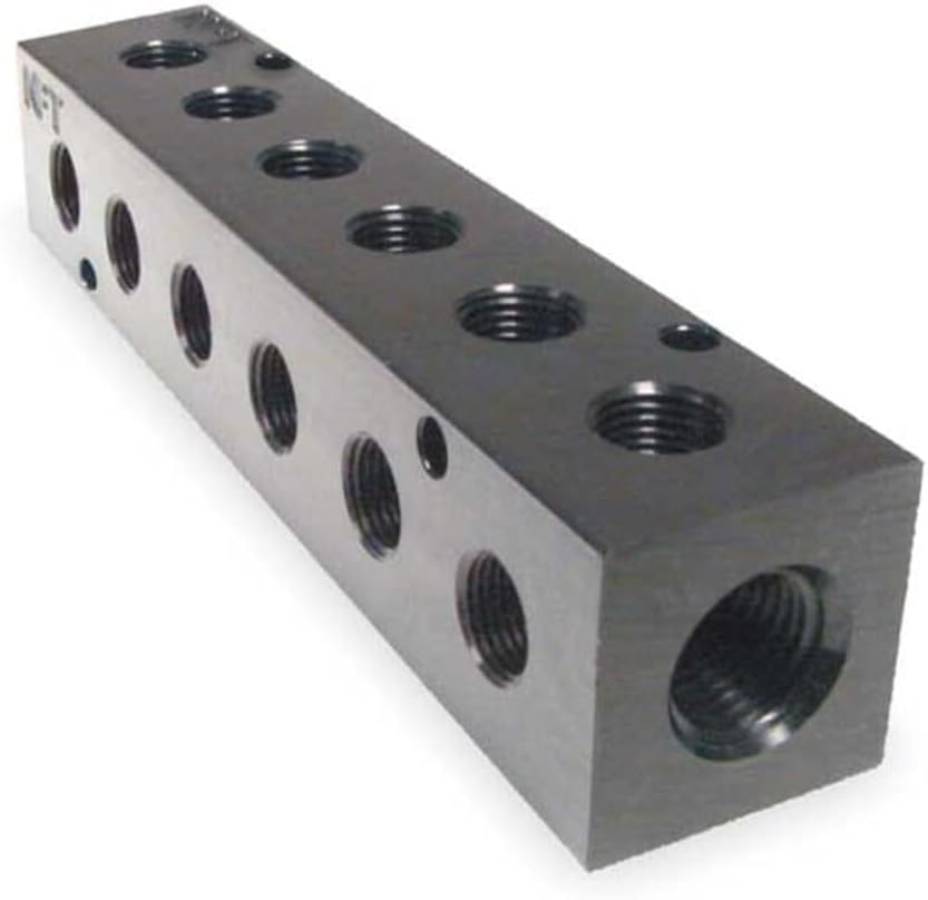 M20-250-6-90W, Manifold, 90 Degree Ports, 6-Station, 1/4 NPT Input, 1/8 NPT Output, 1.5" Spacing