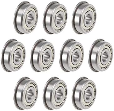uxcell F625ZZ Flanged Ball Bearing 5x16x5mm Shielded Chrome Steel Flange Rip Bearings 10pcs