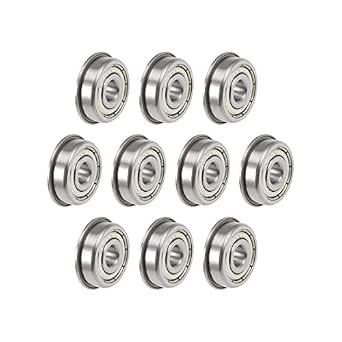 uxcell F625ZZ Flanged Ball Bearing 5x16x5mm Shielded Chrome Steel Flange Rip Bearings 10pcs