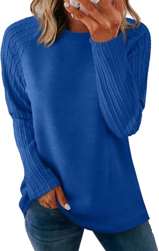 Image of OFEEFAN Long Sleeve Shirts for Womens Fall Fashion 2026 Crewneck Oversized Sweatshirt Tunic Tops to Wear with Leggings