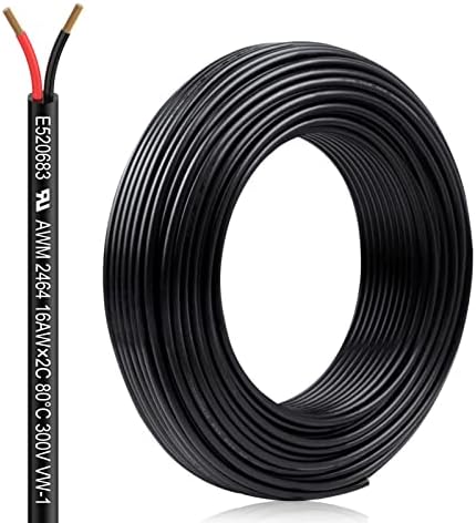 16 Gauge 2 Conductor Electrical Wire 16AWG Electrical Wire Stranded PVC Cord Oxygen-Free Copper Cable 32.8FT/10M Flexible Low Voltage LED Cable for LED Strips Lamps Lighting Automotive