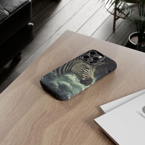 Coque iPhone 14 Pro rigide noire motif zèbre dans l'eau brillant - 4