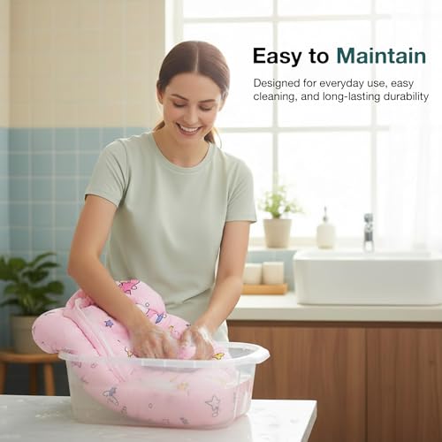 Image of BAYBEE 3 in 1 Baby Bedding Set with New Born Mosquito Net, Bed Mattress & Neck Pillow, Foldable Portable Nest Travel Bed, Baby Gift for Boy Girl (Lite Pink)