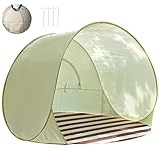 Strandmuschel Pop Up Strandzelt, Tragbar Groß Strand Zelt Reise Sonnenschutz, 2-3 Personen Familie Zelt, 40+ UV Schutz Baby Sonnenschutz Windschutz Wurfzelt, inkl. Tragetasche und Bodenheringe (B)