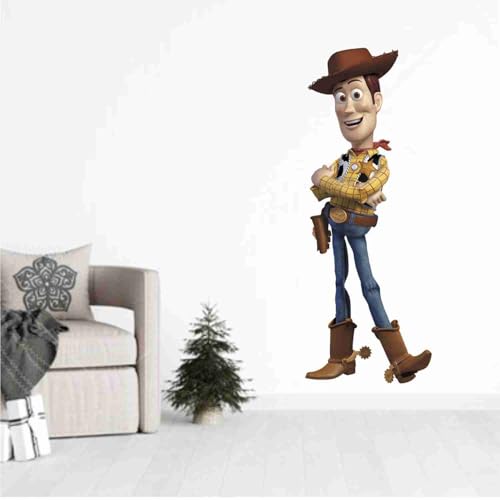 Image of Toy Story Vinyl Wall Art - Buzz Lightyear, Woody & Jessie Cartoon Sticker - Self-Adhesive Superhero Kids Room Decor for Bedroom, Nursery, Play Area, TV Wall - 43.18x59.69 cm Design