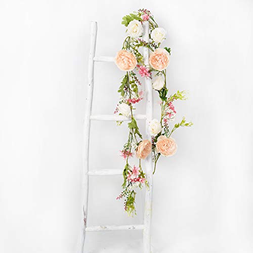 Lvydec Artificial Peony Flower Garland - 6Ft Silk Peony Garland With Pink And White Flowers For Wedding Party Table Decoration #TOP6