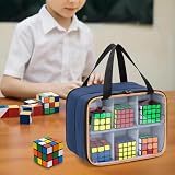 Luxja Widoczna kostka z PCW z wewnętrzną kieszenią siatkową, dwuwarstwowa torba do przechowywania kompatybilna z zestawem Rubix Cube (TYLKO BAGA), Ciemnoniebieski