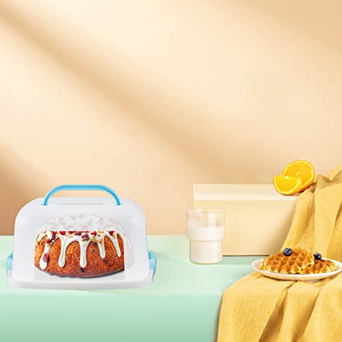 Diirppr 2 In1 Square Cupcake Carrier And Cake Keeper With Lid, Christmas Party Container With Cupcake Carrier Holder Trays Holds Up To 12 Cupcakes Or 1 10" Cake, Dishwasher Safe (Blue) #TOP6