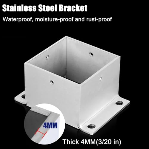 Platine de poteau carrée élégante en inox 304, finition soignée pour fixation de garde-corps