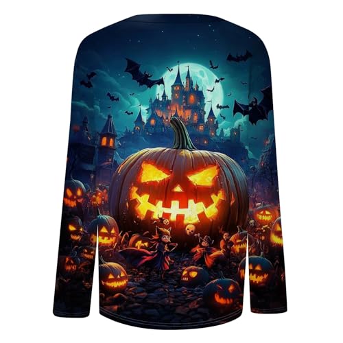 Halloween Shirts for Women Long Sleeve Plus Size Fashion Crewneck Comfortable Tshirts Halloween Costumes for Women