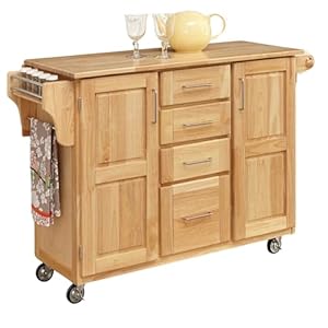 Homestyles General Line Mobile Kitchen Cart, 52-1/2 in. W x 18 in. – 30 in. D x 36 in. H, Natural