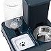 Bothyi Automatic Pet Feeder 2 in 1 Feeder and Waterer Set Stable Base Feeding Device Eating and Drinking Bowl for Bunny Rabbits Puppy, Dark Blue