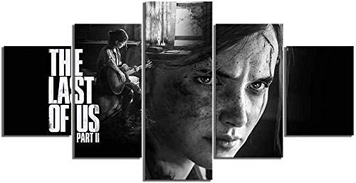 WLKJ Drucken Malerei Leinwand 5 Stück für Zuhause Moderne Dekoration 5 Stück Leinwand Kunst gedehnt von Holz bereit zu hängen Ellie The Last of Us Teil Spiel Cover