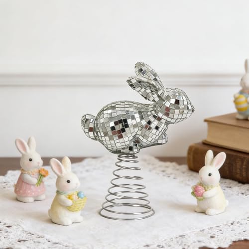 Figurine de lapin ornament disco mignon statuette de pâques interieur