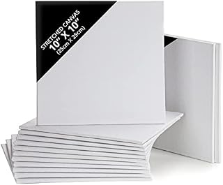 Belle Vous 14 Pack Canvases - Primed Canvas for Painting 25 x 25cm (10 x 10 inches) - Blank Square Canvas Panel - Artist Canvas Board - White Cotton Canvas Suitable for Acrylic Oil Painting Sketching