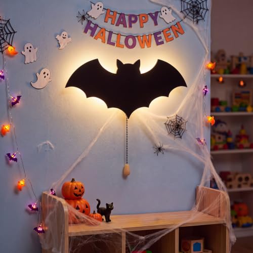Image of Aurelema Halloween Bat Night Light Wall Lamp Sleeping Nursery Lighting