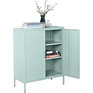 MEUBLE COSY HARLAND LGREEN Dressoir, garderobekasten, metalen kast met plank en deur, groen, 80 x 40 x 101,5 cm, HARLAND…