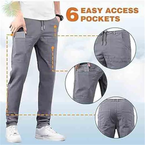 Men's High Stretch Multi-Pocket Cargo Pants, Men Comfy High Stretch Pant Multipants Luxury Trousers4