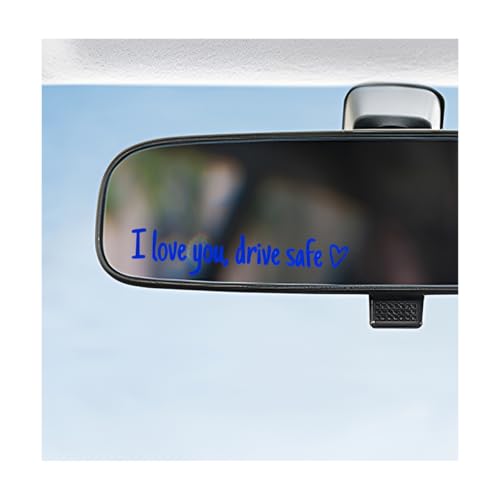 Image of Wevdn 6 PCS I Love You Drive Safe Sticker, Funny Waterproof Car Rearview Mirror Decal with Heart, Self Affirmations Sticker with Drive Safe Letters for Car Window Bumper Women Gift (Blue)