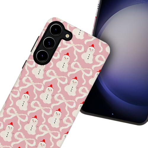 DAIZAG Case for Samsung Galaxy S23,Christmas Snowman Pink Bow Phone Case Durable Frosted Double-Layer Protection Cover for Women Girl by DAIZAG - Used condition - Image 5